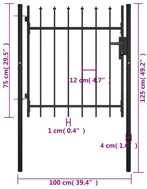 Загрузите изображение в средство просмотра галереи, Poartă de gard cu vârfuri suliță, 100 x 75 cm
