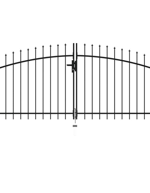Загрузите изображение в средство просмотра галереи, Poartă de gard cu uși duble, cu vârfuri de suliță, 300 x 150 cm
