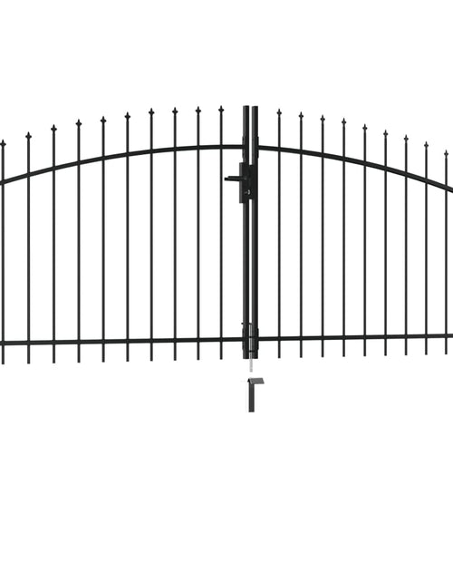 Загрузите изображение в средство просмотра галереи, Poartă de gard cu uși duble, cu vârfuri de suliță, 300 x 150 cm
