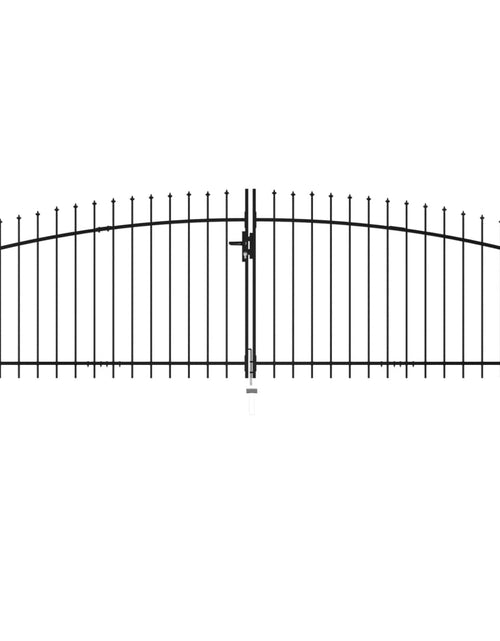Загрузите изображение в средство просмотра галереи, Poartă de gard cu uși duble, cu vârfuri de suliță, 400 x 150 cm
