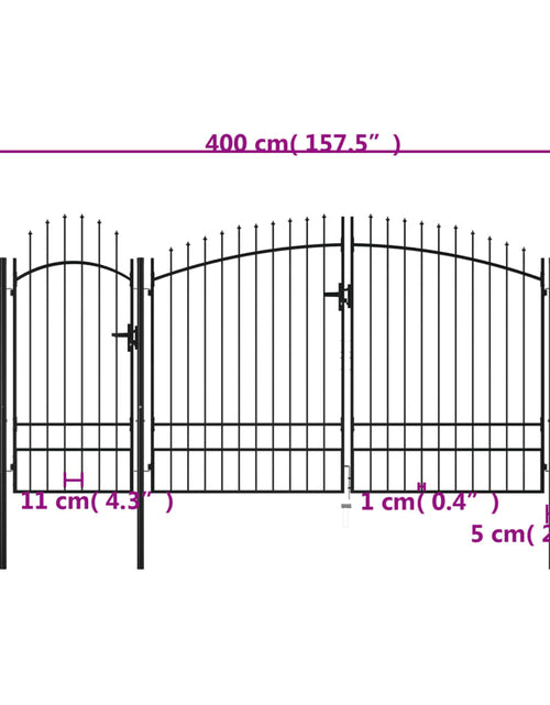 Загрузите изображение в средство просмотра галереи, Poartă de grădină, negru, 2,45 x 4 m, oțel
