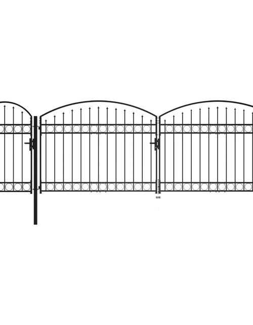 Загрузите изображение в средство просмотра галереи, Poartă de gard de grădină cu arcadă, negru, 1,75 x 5 m, oțel
