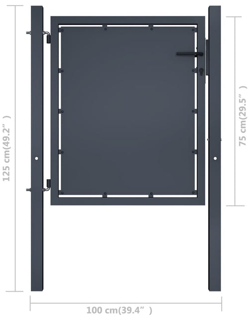 Загрузите изображение в средство просмотра галереи, Poartă de grădină, antracit, 100 x 75 cm, oțel
