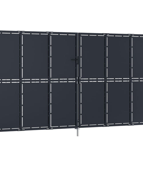 Загрузите изображение в средство просмотра галереи, Poartă de grădină, antracit, 400 x 175 cm, oțel
