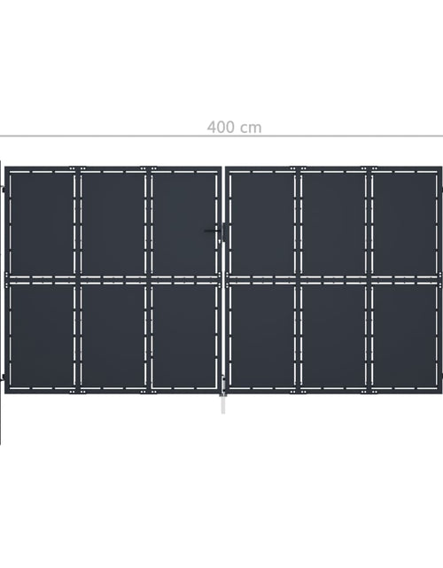 Загрузите изображение в средство просмотра галереи, Poartă de grădină, antracit, 400 x 175 cm, oțel
