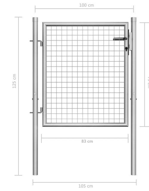 Încărcați imaginea în vizualizatorul Galerie, Poartă de grădină, argintiu, 105 x 125 cm, oțel galvanizat
