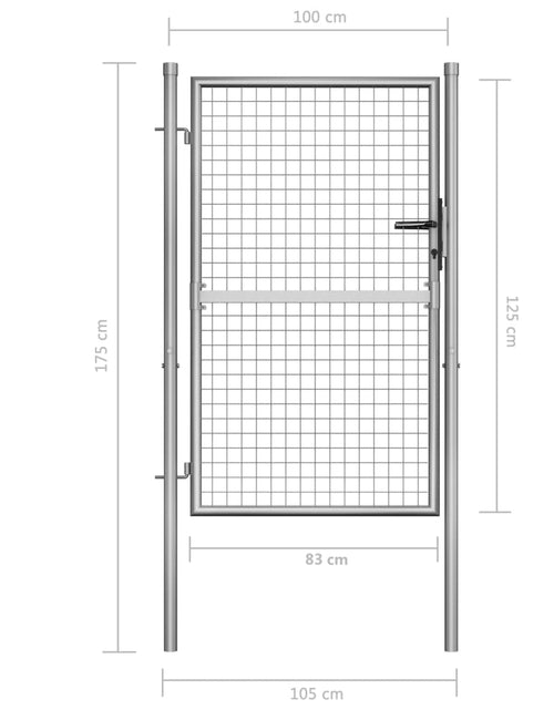 Загрузите изображение в средство просмотра галереи, Poartă de grădină, argintiu, 105 x 175 cm, oțel galvanizat
