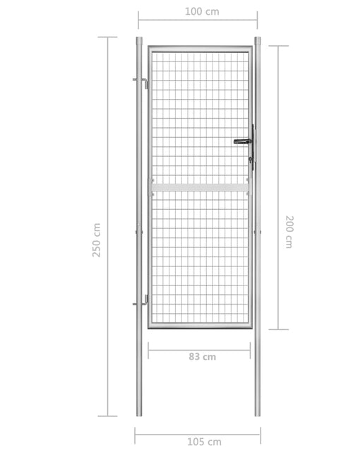 Încărcați imaginea în vizualizatorul Galerie, Poartă de grădină, argintiu, 105 x 250 cm, oțel galvanizat
