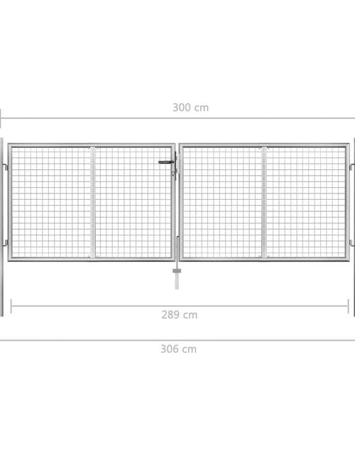 Încărcați imaginea în vizualizatorul Galerie, Poartă de grădină, argintiu, 306 x 125 cm, oțel galvanizat

