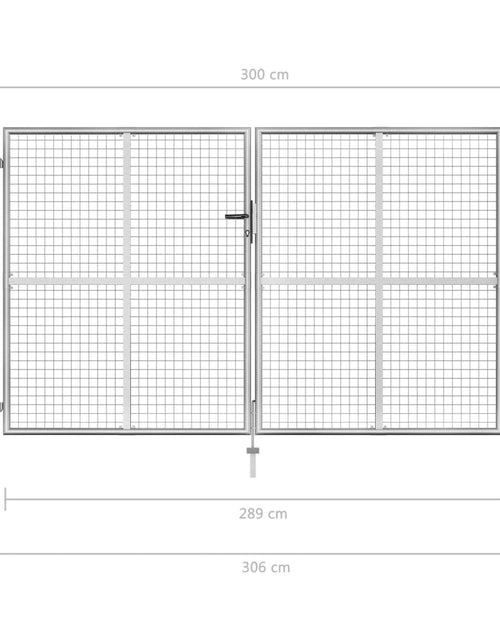 Încărcați imaginea în vizualizatorul Galerie, Poartă de grădină, argintiu, 306 x 200 cm, oțel galvanizat

