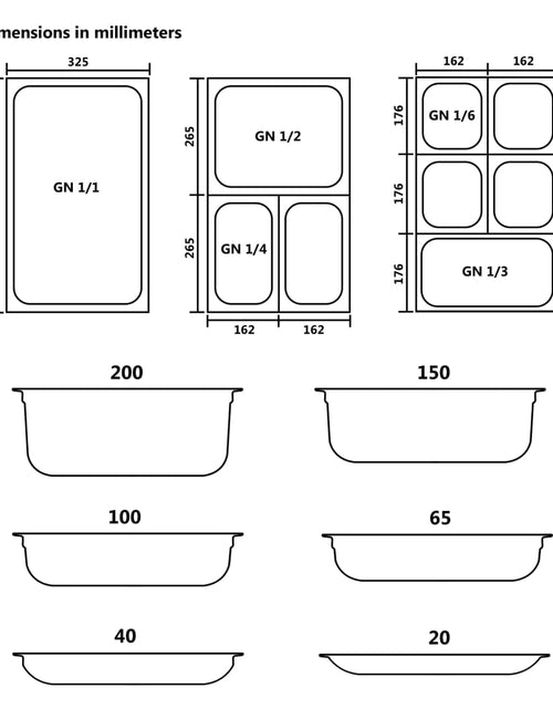 Încărcați imaginea în vizualizatorul Galerie, Recipiente Gastronorm 4 buc. GN 1/3 150 mm oțel inoxidabil
