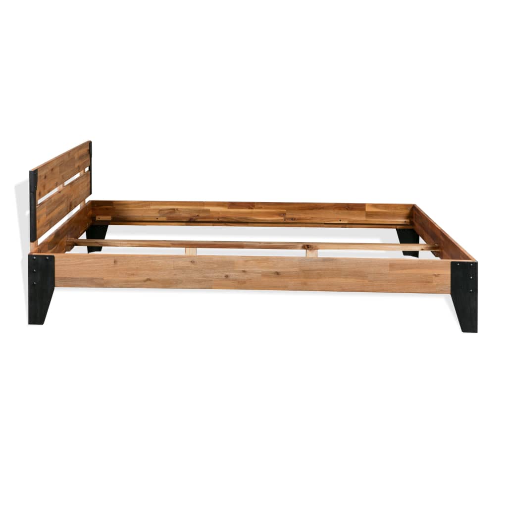 Cadru de pat, 152x203 cm, lemn masiv de acacia & oțel