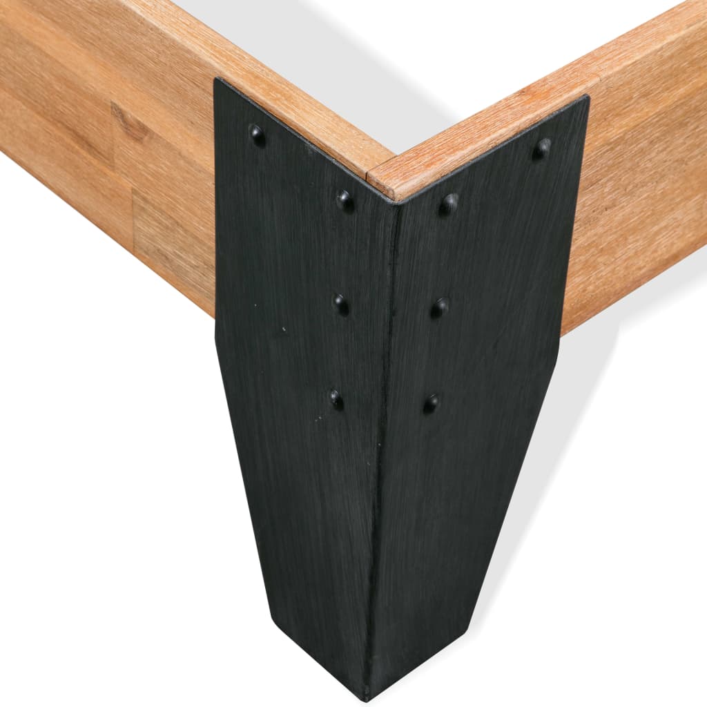 Cadru de pat, 152x203 cm, lemn masiv de acacia & oțel