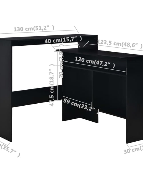 Загрузите изображение в средство просмотра галереи, Masă de bar cu 2 blaturi, negru, 130x40x120 cm
