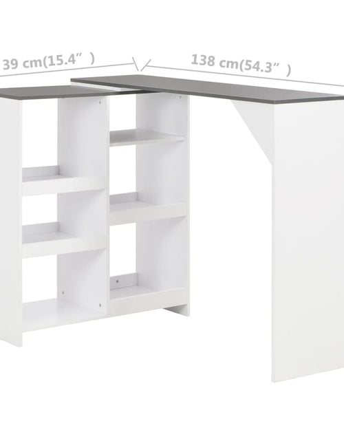 Загрузите изображение в средство просмотра галереи, Masă de bar cu raft mobil, alb, 138x39x110 cm
