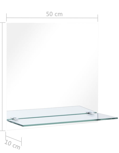Încărcați imaginea în vizualizatorul Galerie, Oglindă de perete cu raft, 50 x 50 cm, sticlă securizată
