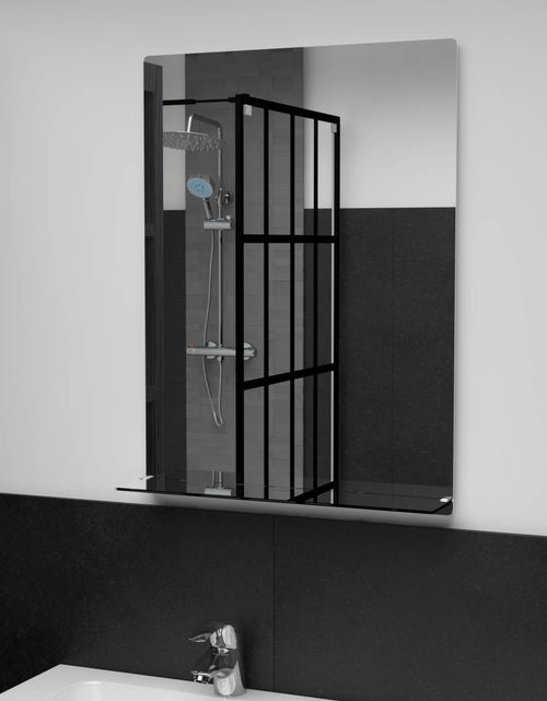 Încărcați imaginea în vizualizatorul Galerie, Oglindă de perete cu raft, 50 x 70 cm, sticlă securizată
