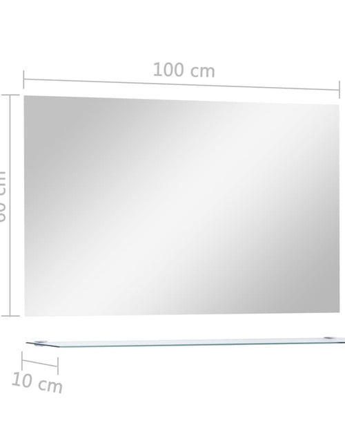 Încărcați imaginea în vizualizatorul Galerie, Oglindă de perete cu raft, 100 x 60 cm, sticlă securizată
