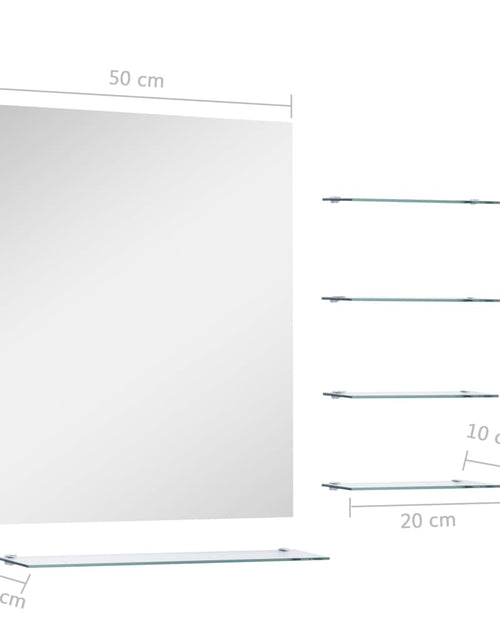 Загрузите изображение в средство просмотра галереи, Oglindă de perete cu 5 rafturi, argintiu, 50 x 60 cm
