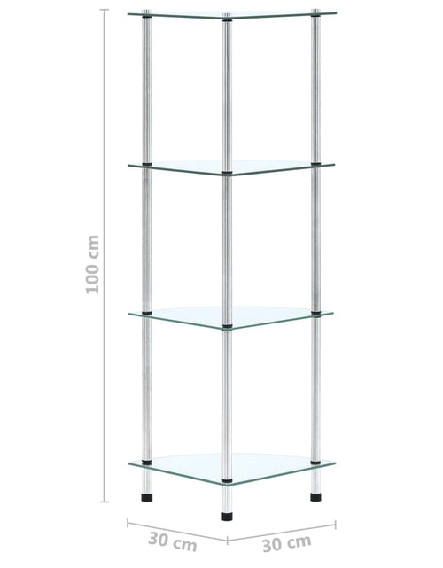 Încărcați imaginea în vizualizatorul Galerie, Raft cu 4 niveluri transparent, 30x30x100 cm, sticlă securizată
