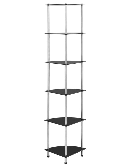 Încărcați imaginea în vizualizatorul Galerie, Raft cu 6 niveluri, negru, 30 x 30 x 160 cm, sticlă securizată
