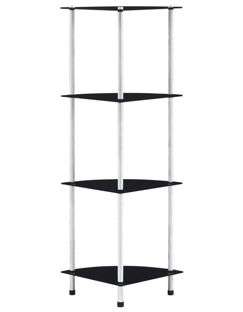 Încărcați imaginea în vizualizatorul Galerie, Raft cu 4 niveluri, negru, 30 x 30 x 100 cm, sticlă securizată
