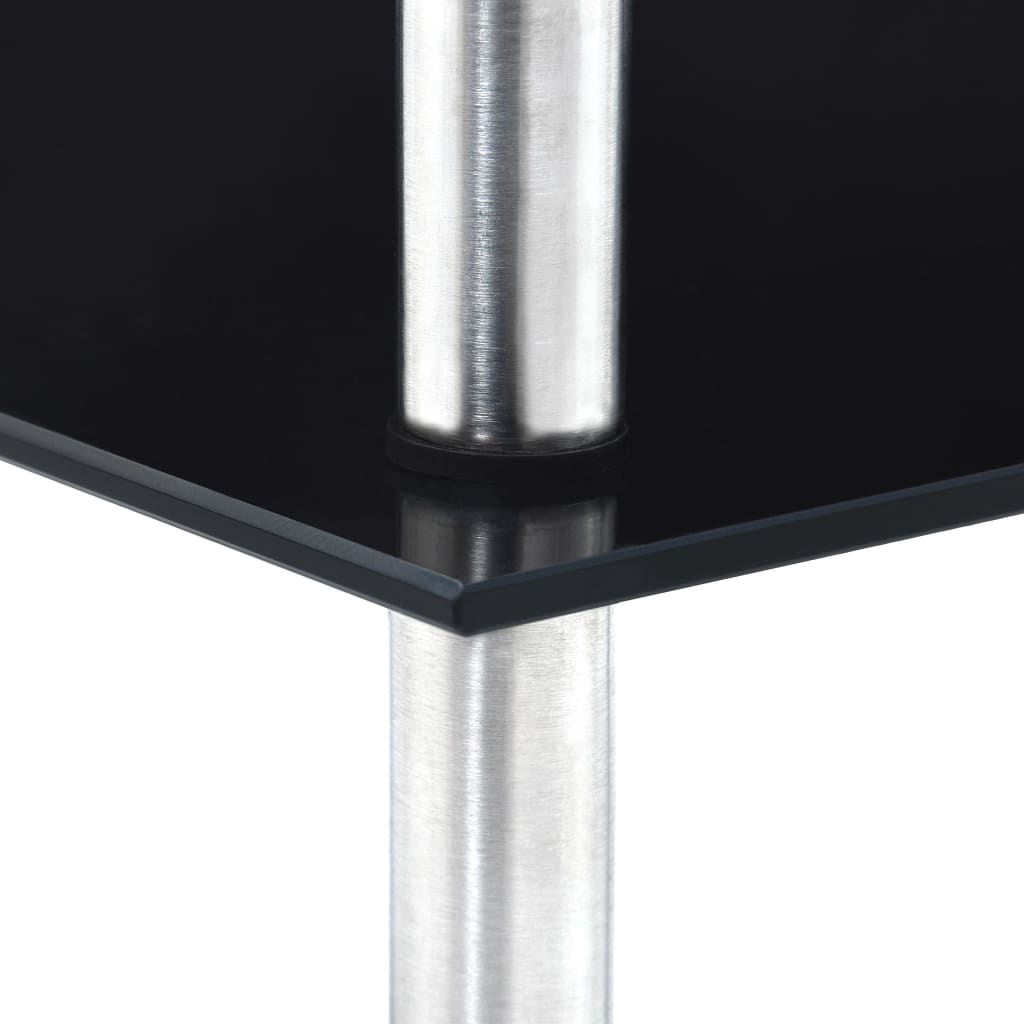 Raft cu 4 niveluri, negru, 30 x 30 x 100 cm, sticlă securizată
