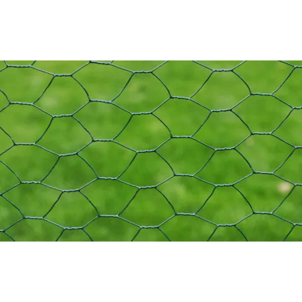 Gard de plasă, verde închis, 1 x 25 m, oțel galvanizat, hexagon - Lando