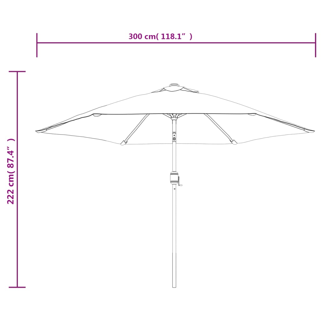 Umbrelă de soare cu pol din oțel 3m, Alb nisip