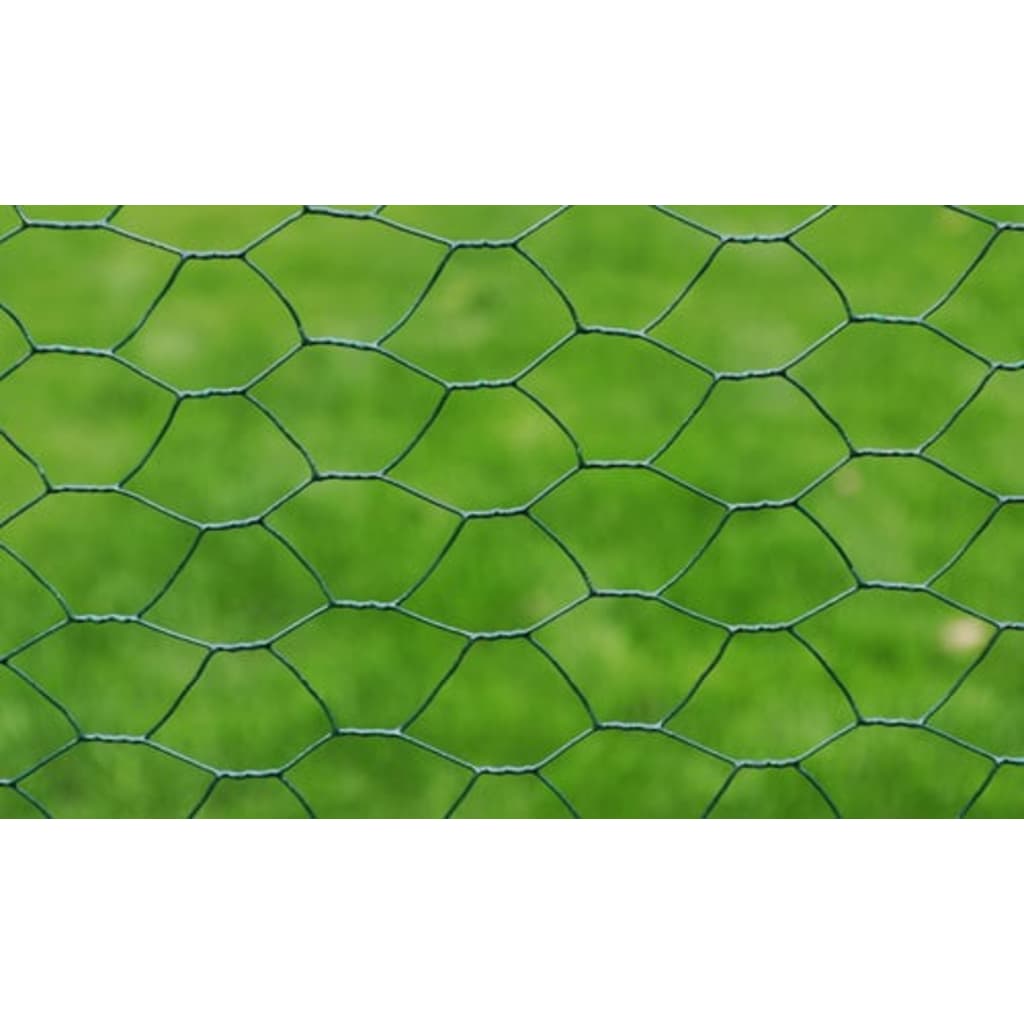 Plasă de sârmă găini, verde, 25x1 m, cu acoperire PVC