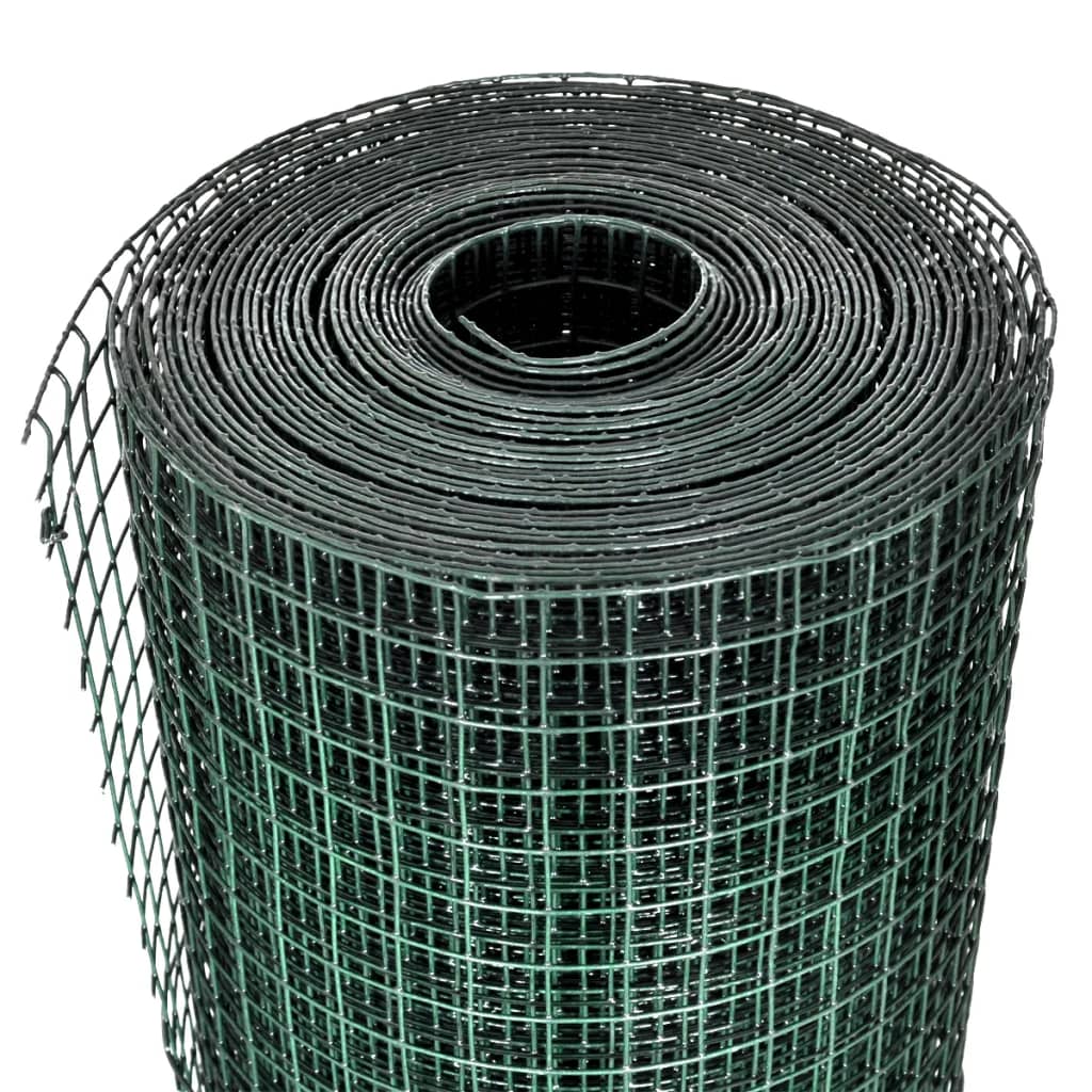 Plasă de sârmă găini, verde, 10 x 1 m, oțel galvanizat cu PVC