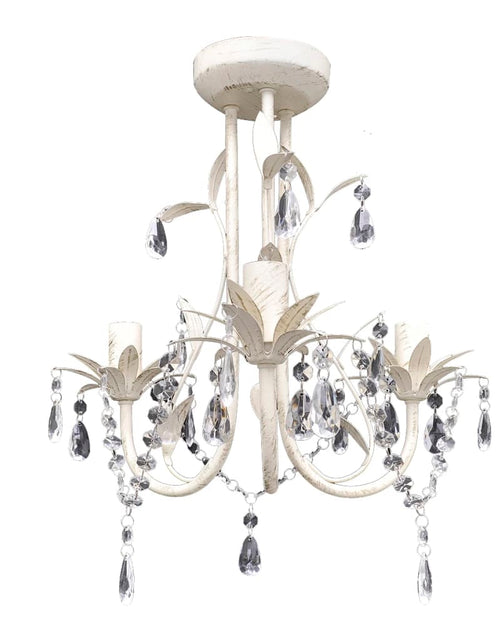 Загрузите изображение в средство просмотра галереи, Lampă de plafon suspendată, cristal, candelabru alb elegant
