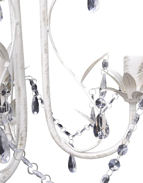 Încărcați imaginea în vizualizatorul Galerie, Lampă de plafon suspendată, cristal, candelabru alb elegant
