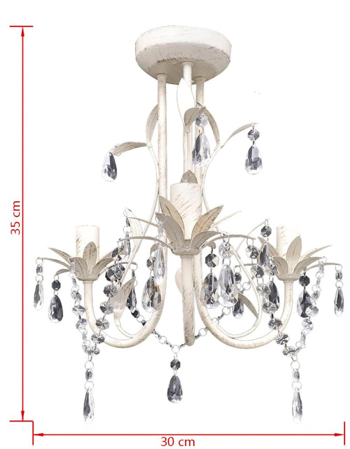 Încărcați imaginea în vizualizatorul Galerie, Lampă de plafon suspendată, cristal, candelabru alb elegant
