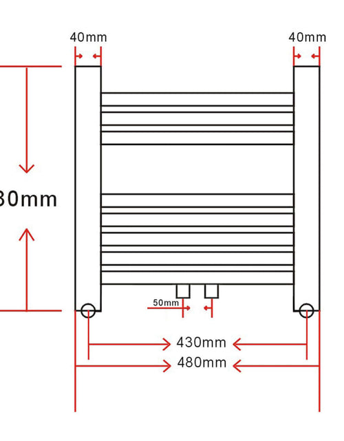 Загрузите изображение в средство просмотра галереи, Radiator baie prosoape încălzire centrală 480x480 mm conector lateral
