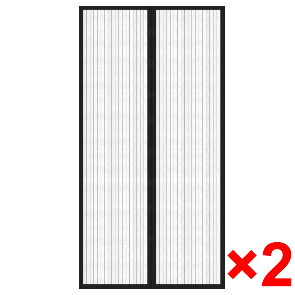 Perdea anti insecte cu benzi scai, 210 x 100 cm, 2 buc, negru