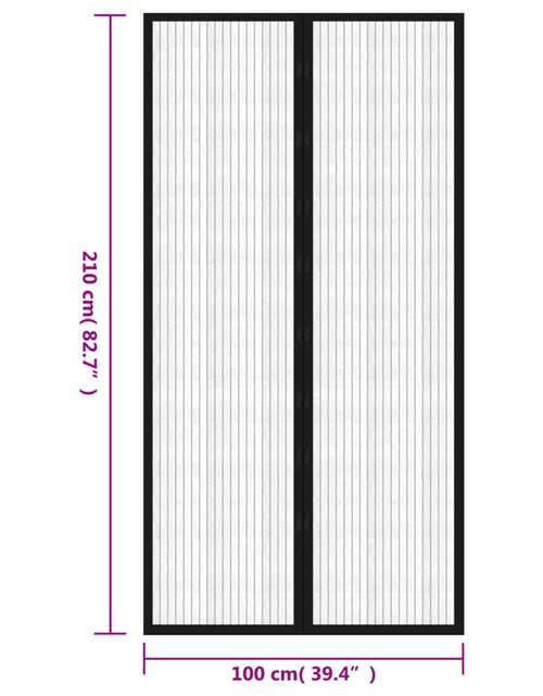 Загрузите изображение в средство просмотра галереи, Perdea anti insecte cu benzi scai, 210 x 100 cm, 2 buc, negru
