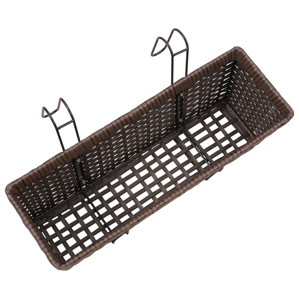 Jardinieră din ratan pentru balcon, 50 cm, 2 buc, Maro