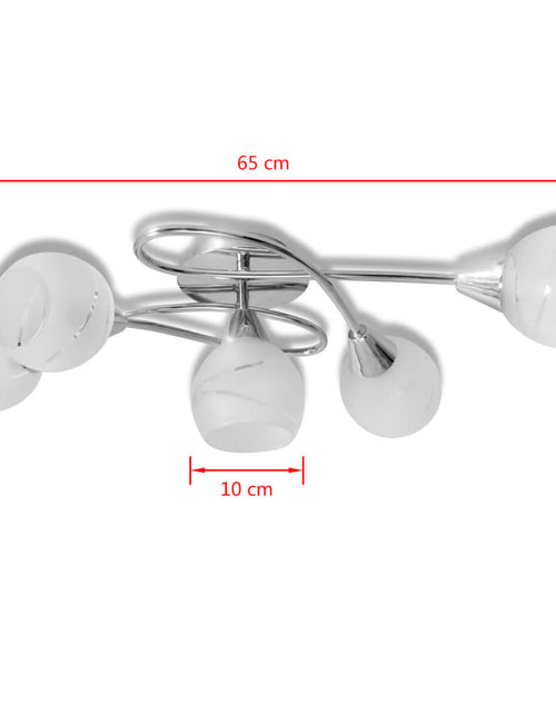 Загрузите изображение в средство просмотра галереи, Plafonieră cu abajururi din sticlă pentru 5 becuri E14
