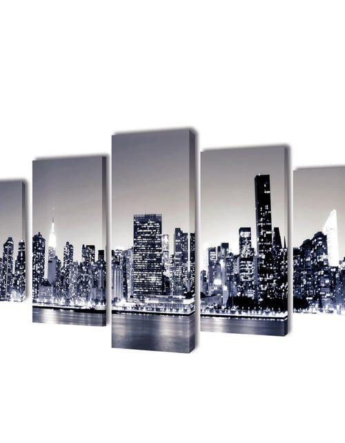 Загрузите изображение в средство просмотра галереи, Set de tablouri pânză, monocrom, imprimeu New York Skyline, 200x100 cm
