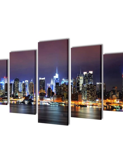 Încărcați imaginea în vizualizatorul Galerie, Set de tablouri pânză, colorat, imprimeu New York Skyline, 100x50 cm
