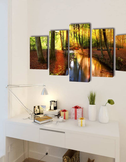 Încărcați imaginea în vizualizatorul Galerie, Set tablouri de perete cu imprimeu pădure, 200 x 100 cm
