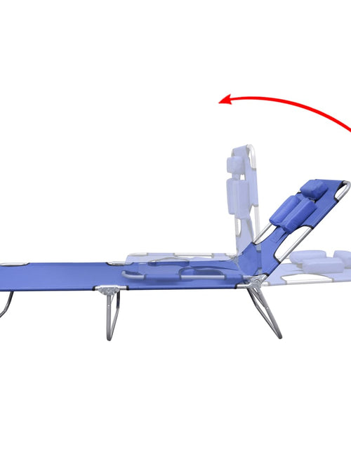 Încărcați imaginea în vizualizatorul Galerie, Șezlong pliabil cu pernă cap albastru oțel vopsit electrostatic
