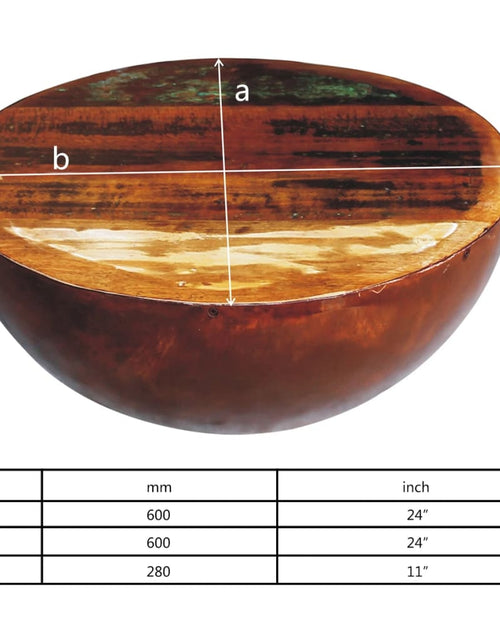 Încărcați imaginea în vizualizatorul Galerie, Măsuță cafea, formă de bol, bază din oțel, lemn masiv reciclat - Lando
