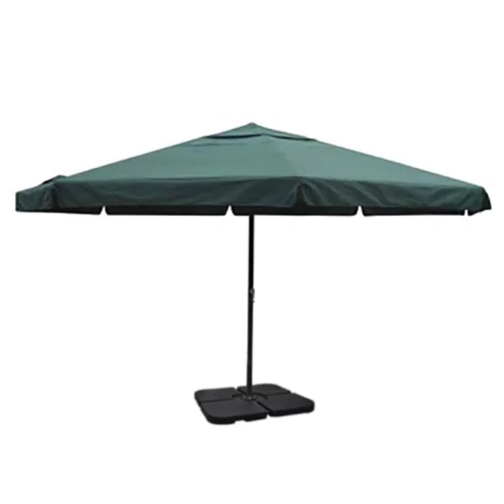 Umbrelă de soare de grădină din aluminiu, bază portabilă, verde