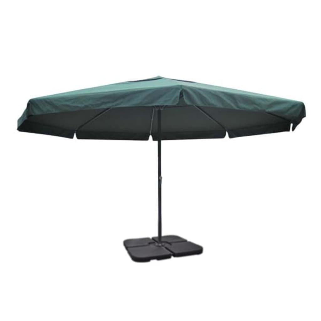 Umbrelă de soare de grădină din aluminiu, bază portabilă, verde