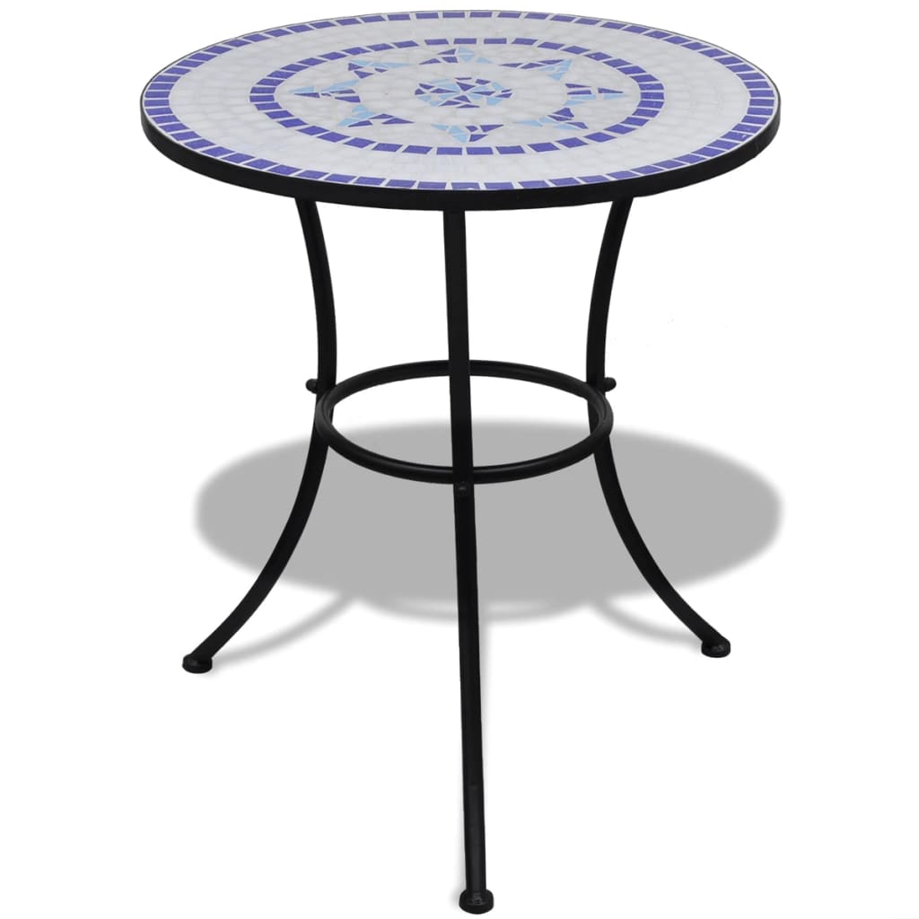 Set mobilier bistro, 3 piese, albastru/alb, plăci ceramice - Lando