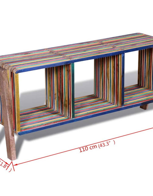 Încărcați imaginea în vizualizatorul Galerie, Dulap TV cu 3 rafturi, stivuibil, lemn tec reciclat, colorat
