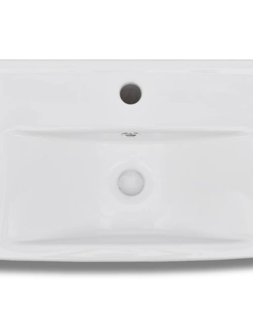 Загрузите изображение в средство просмотра галереи, Chiuvetă baie alb ceramică dreptunghiular loc robinet/preaplin
