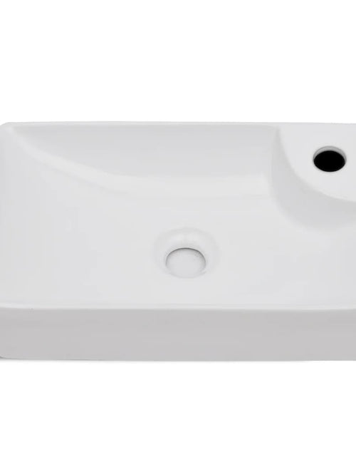 Încărcați imaginea în vizualizatorul Galerie, Chiuvetă de baie din ceramică, cu orificiu pentru robinet, alb
